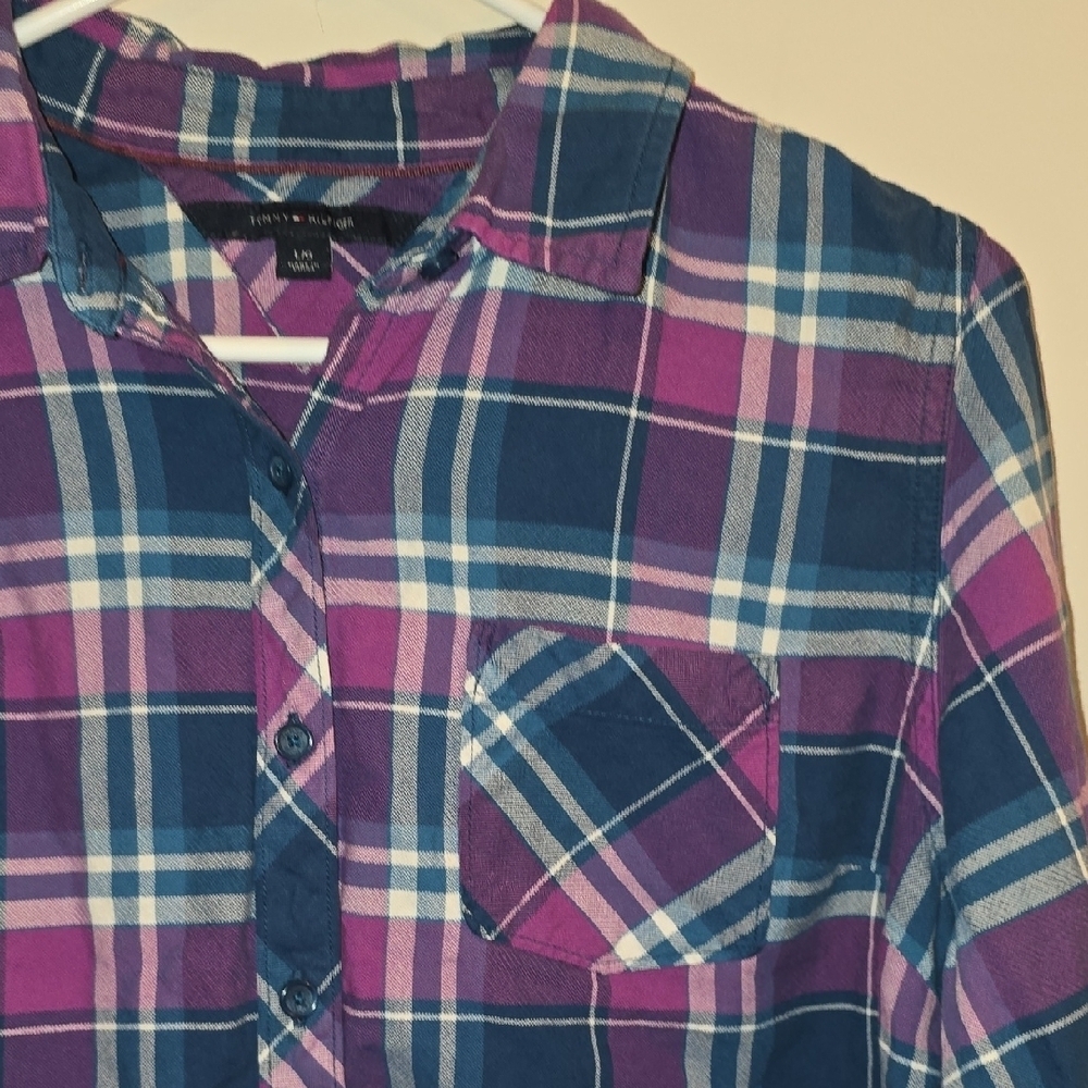 Tommy Hilfiger Plaid Button Down Shirt - Blue and Pink LOT-R1 - Picture 3 of 6